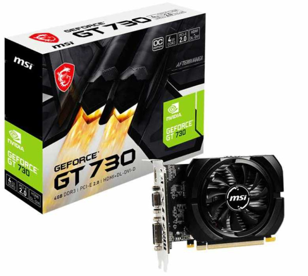 Видеокарта MSI PCI-E N730K-4GD3/OCV1 NVIDIA GeForce GT 730 4096Mb 64 GDDR3 1006/1600 DVIx1 HDMIx1 CRTx1 HDCP Ret