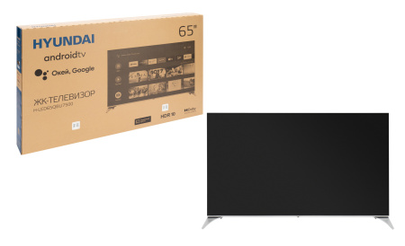 Телевизор QLED Hyundai 65" H-LED65QBU7500 Android TV Frameless черный 4K Ultra HD 60Hz DVB-T DVB-T2 DVB-C DVB-S DVB-S2 USB WiFi Smart TV