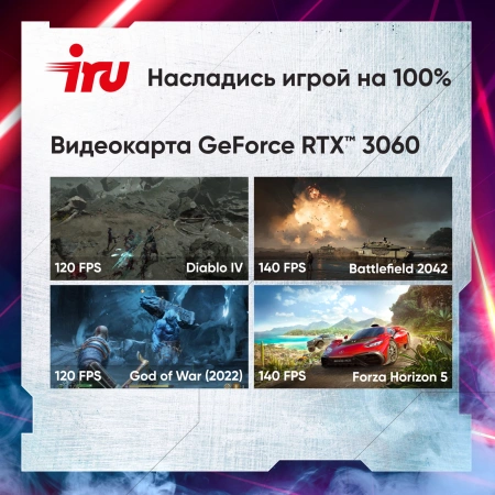 ПК IRU Game 310H6GE MT i5 12400F/16Gb/SSD512Gb RTX3060 12Gb/DOS/черный