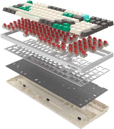 Клавиатура A4Tech Bloody S98 Pixels Green механическая белый/бежевый USB for gamer LED (S98)