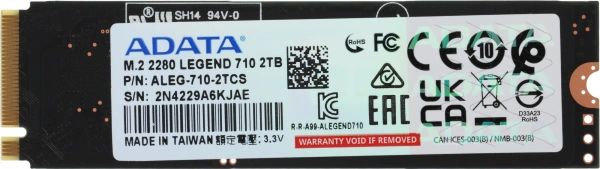 Накопитель SSD A-Data PCIe 3.0 x4 2TB ALEG-710-2TCS Legend 710 M.2 2280