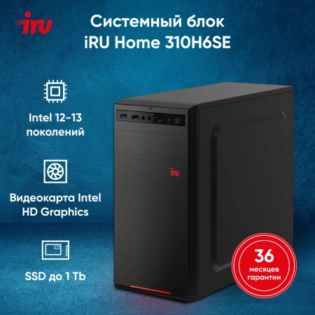 ПК IRU Home 310H6SE MT i5 12400/8Gb/SSD1Tb UHDG 730/DOS/черный