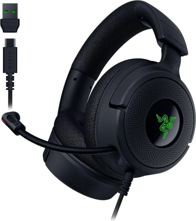 Наушники с микрофоном Razer Kraken V4 X черный 2.0м мониторные USB оголовье (RZ04-05180100-R3M1)