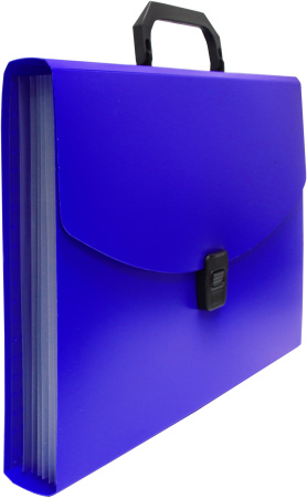 Портфель Бюрократ -BPP6BLUE 6 отдел. A4 пластик 0.7мм синий