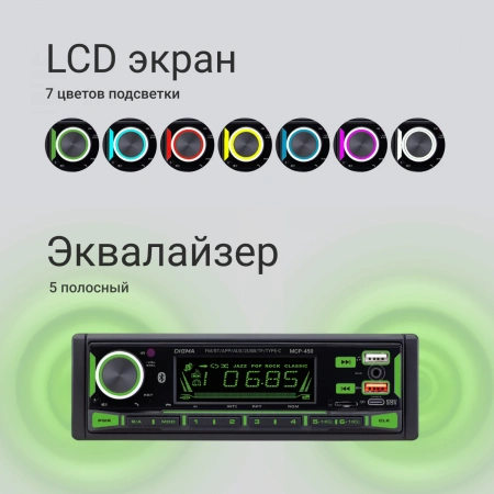 Автомагнитола Digma MCP-450 1DIN 2x45Вт 4