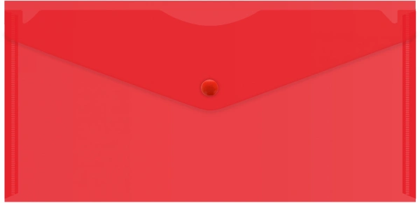 Конверт на кнопке Бюрократ -PK805ARED пластик 0.18мм красный TRAVEL формат