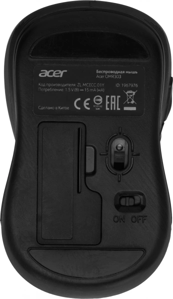 Мышь Acer OMR303 черный оптическая (1600dpi) беспроводная USB (6but)