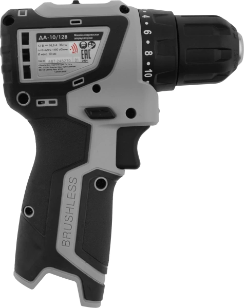 Дрель-шуруповерт Интерскол ДА-10/12В 36 без АКБ и ЗУ аккум. патрон:быстрозажимной (687.0.0.70)