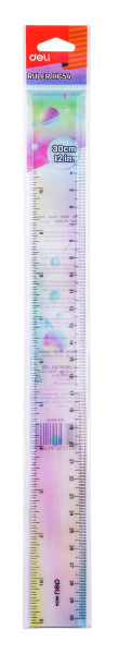 Линейка Deli EH654 пластик дл.30см ассорти
