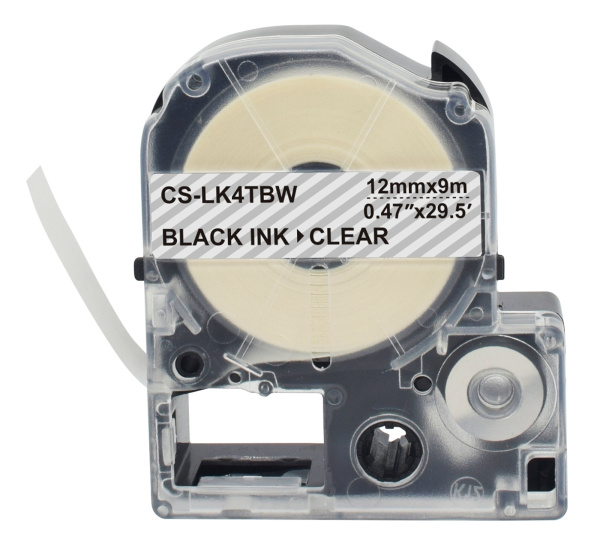 Картридж ленточный Cactus CS-LK4TBW LK-4TBW черный на прозрачном 12x9 для Epson LW300/LW400/LW700/LW600P/LW1000P/K400/Z700/Z900