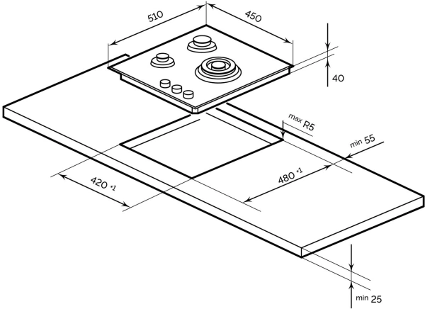 Газовая варочная поверхность Lex GVG 433 BBL черный
