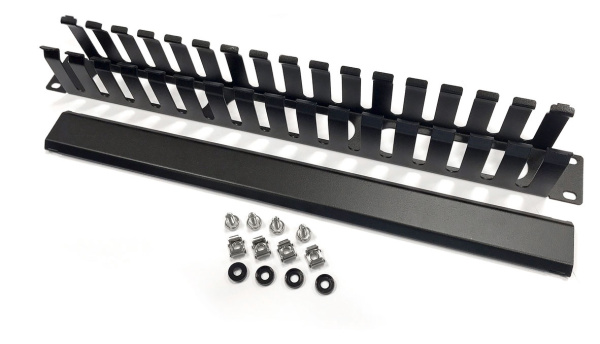 Кабельный органайзер Горизонтальный Hyperline CM-1U-ML16-COV односторонний пальцы 1U шир.:19" глуб.:67мм