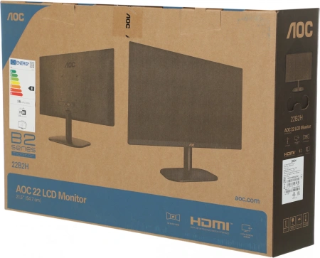 Монитор AOC 21.5" Value Line 22B2H(00/01) черный VA LED 16:9 HDMI матовая 200cd 178гр/178гр 1920x1080 75Hz VGA FHD 2.1кг