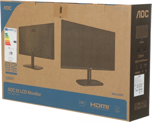 Монитор AOC 21.5" Value Line 22B2H(00/01) черный VA LED 16:9 HDMI матовая 200cd 178гр/178гр 1920x1080 75Hz VGA FHD 2.1кг