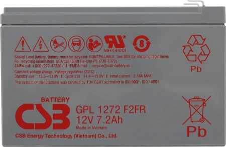 Батарея для ИБП CSB GPL1272 12В 7.2Ач