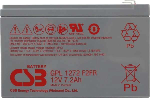 Батарея для ИБП CSB GPL1272 12В 7.2Ач