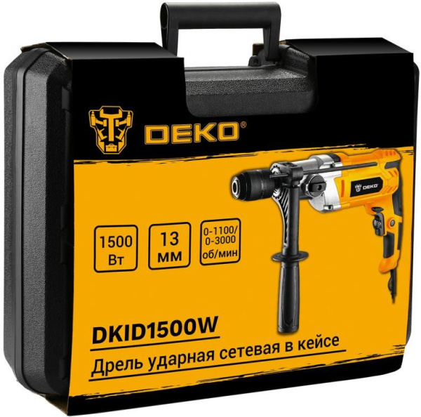Дрель ударная Deko DKID1500W 1500Вт патрон:быстрозажимной реверс (кейс в комплекте) (063-4322)