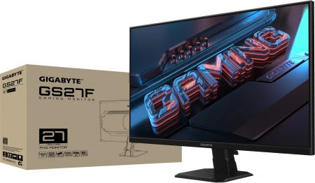 Монитор Gigabyte 27" GS27F черный IPS LED 1ms 16:9 HDMI полуматовая 1000:1 300cd 178гр/178гр 1920x1080 165Hz FreeSync Premium DP FHD 5.02кг