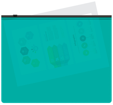 Папка на молнии ZIP Бюрократ -BPM5ATURGBL A5 полипропилен 0.15мм бирюзовый цвет молнии черный