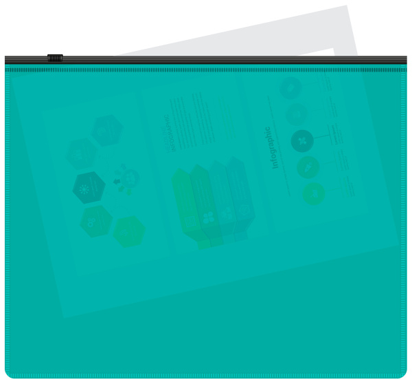 Папка на молнии ZIP Бюрократ -BPM5ATURGBL A5 полипропилен 0.15мм бирюзовый цвет молнии черный