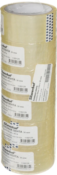 Клейкая лента упаковочная Silwerhof 970002-02 прозрачная шир.48мм дл.40м 38мкм полипропилен