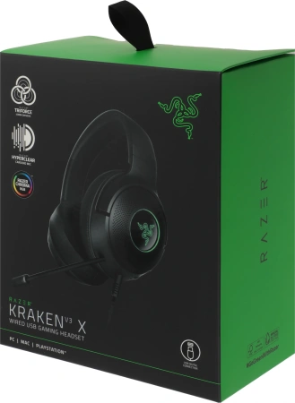 Наушники с микрофоном Razer Kraken V3 X черный 1.8м мониторные оголовье (RZ04-03750300-R3M1)