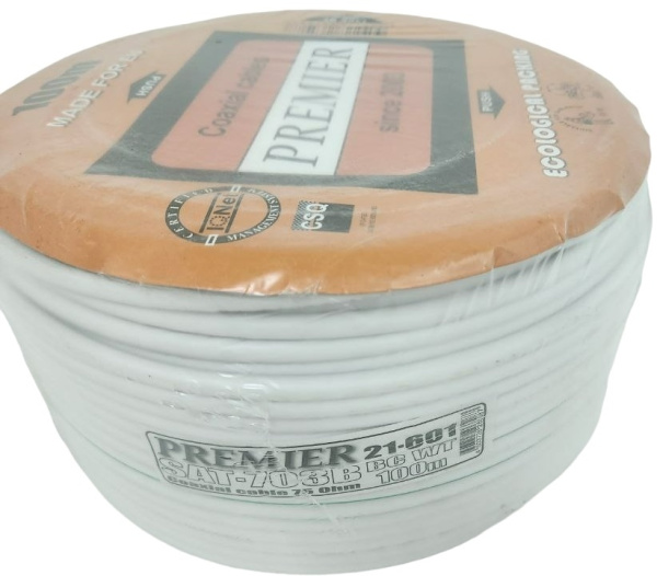 Кабель Premier SAT-703B BC WT 100м. белый (21-601 100)