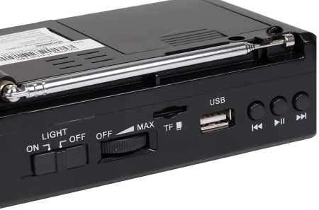 Радиоприемник портативный Hyundai H-PSR140 черный USB microSD