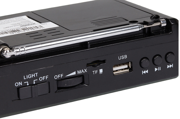 Радиоприемник портативный Hyundai H-PSR140 черный USB microSD