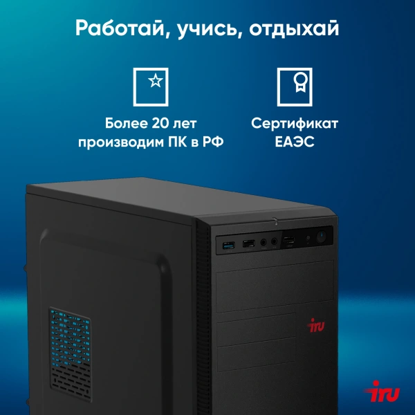 ПК IRU Home 310H6SE MT i3 12100/16Gb/SSD1Tb UHDG 730/DOS/черный
