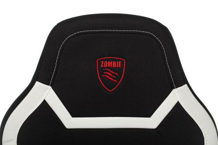 Кресло игровое Zombie 10 черный/белый текстиль/эко.кожа крестов. пластик