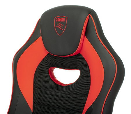 Кресло игровое Zombie GAME 16 черный/красный текстиль/эко.кожа крестов. пластик