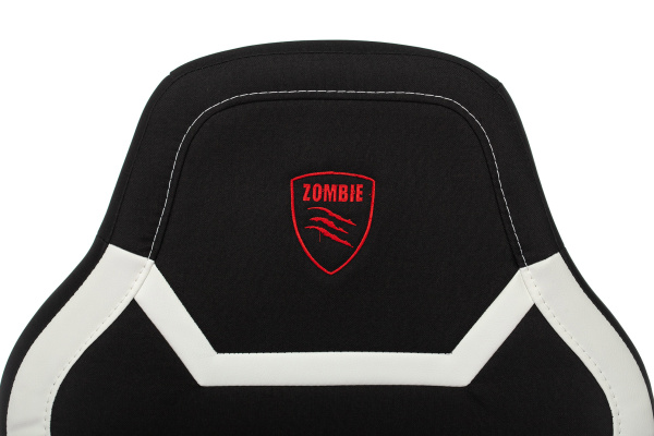 Кресло игровое Zombie 10 черный/белый текстиль/эко.кожа крестов. пластик