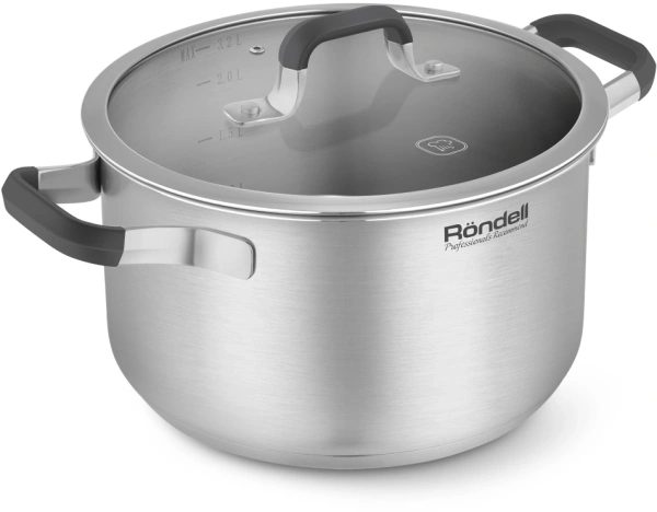 Кастрюля Rondell Stolz RDS-1753 3.2л. d=20см (с крышкой) стальной