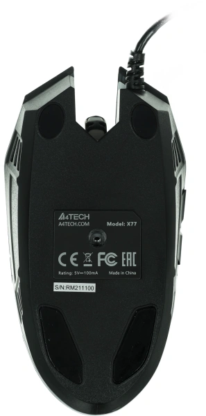 Мышь A4Tech X77 черный оптическая (2400dpi) USB (8but)