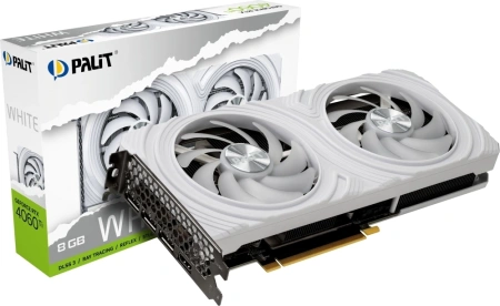 Видеокарта Palit PCI-E 4.0 RTX4060TI DUAL WHITE NVIDIA GeForce RTX 4060TI 8Gb 128bit GDDR6 2310/18000 HDMIx1 DPx3 HDCP Ret