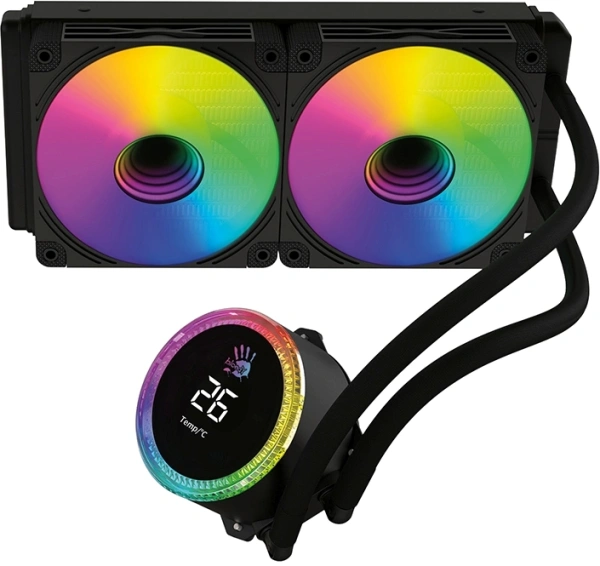 Система водяного охлаждения Bloody BD-LC240ARGB2 ARGB Soc-AM5/AM4/1200/1700/1851 черный 4-pin 22-35dB Al+Cu LCD 260W 1100gr Ret (BD-LC240ARGB2-BK)