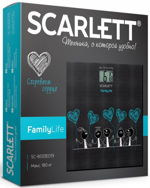 Весы напольные электронные Scarlett SC-BS33E019 макс.180кг черный/рисунок