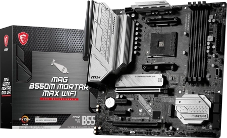 Материнская плата MSI MAG B550M MORTAR MAX WIFI Soc-AM4 AMD B550 4xDDR4 mATX AC`97 8ch(7.1) 2.5Gg RA