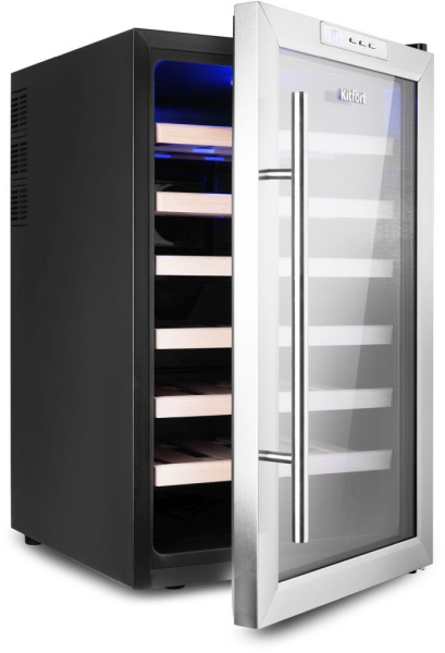 Винный шкаф Kitfort КТ-2410 серебристый (однокамерный)