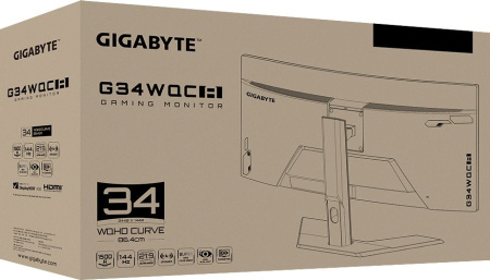 Монитор Gigabyte 34" G34WQC A черный VA LED 1ms 21:9 HDMI M/M матовая HAS 350cd 178гр/178гр 3440x1440 144Hz FreeSync Premium DP 2K 8.4кг