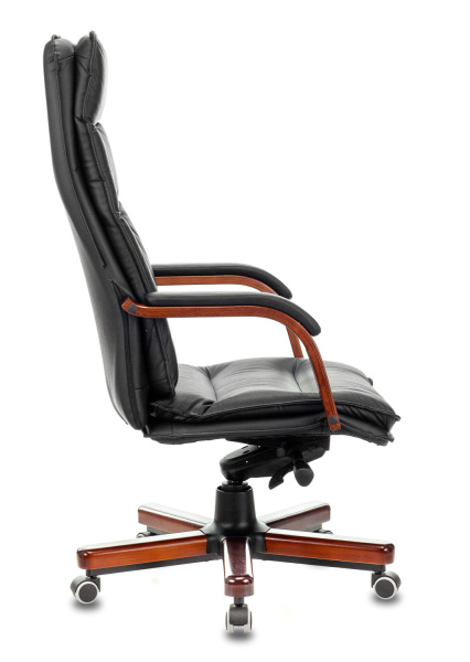 Кресло руководителя Бюрократ T-9927WALNUT черный кожа крестов. металл/дерево