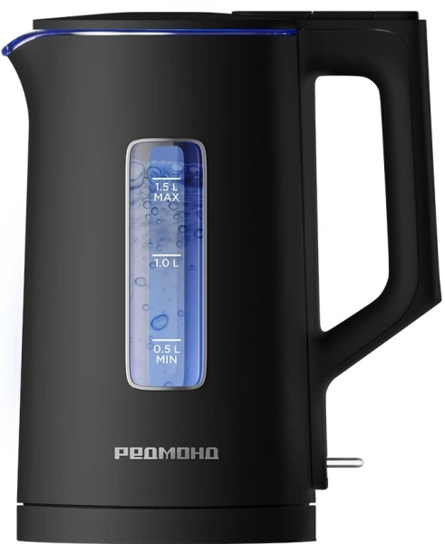 Чайник электрический Redmond KG255 1.5л. 1500Вт черный корпус: пластик/стекло