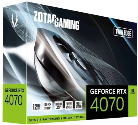 Видеокарта Zotac PCI-E 4.0 RTX 4070 TWIN EDGE NVIDIA GeForce RTX 4070 12Gb 192bit GDDR6 2475/20000 HDMIx1 DPx3 HDCP Ret
