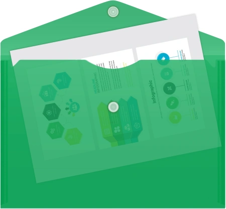 Конверт на кнопке Бюрократ -PK804A5GRN A5 пластик 0.18мм зеленый