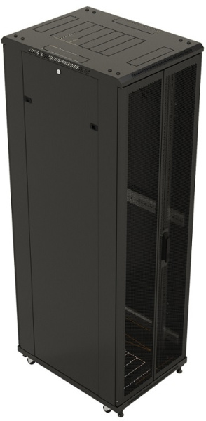 Шкаф серверный Hyperline TTBR-4281-DD-RAL9004 напольный 42U 800x1000мм пер.дв.перфор.2ств. задн.дв.п