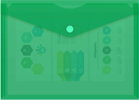 Конверт на кнопке Бюрократ -PK804A5GRN A5 пластик 0.18мм зеленый
