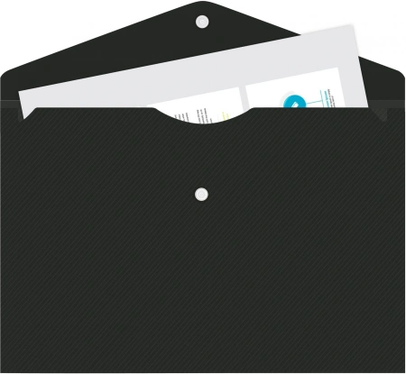 Конверт на кнопке Бюрократ DeLuxe DL801BLCK/1 A4 пластик 0.18мм черный