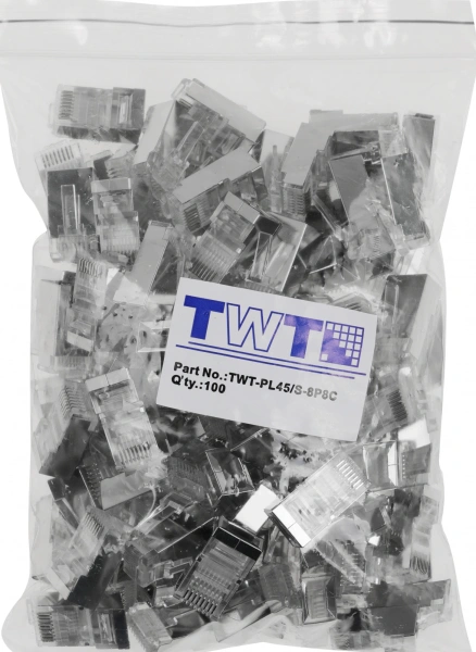 Коннектор Lanmaster (TWT-PL45/S-8P8C) FTP кат.5E RJ45 серебристый (упак.:100шт)