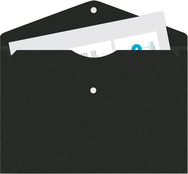 Конверт на кнопке Бюрократ DeLuxe DL801BLCK/1 A4 пластик 0.18мм черный